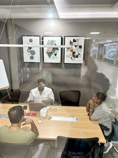 upGrad Rajkot office - student and parents with the counselling team after their study abroad session